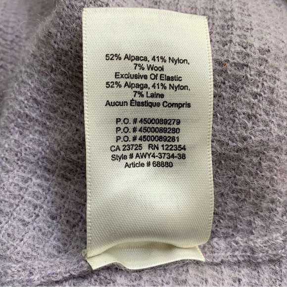 Aritzia Wilfred Aubri Alpaca Cropped Knit Sweater Lilac Fog Purple Size Large - Picture 9 of 9